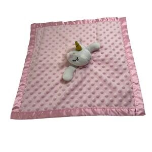 Pro Goleem Pink Unicorn Baby Security Blanket Minky Dot Satin Gold Horn Lovey